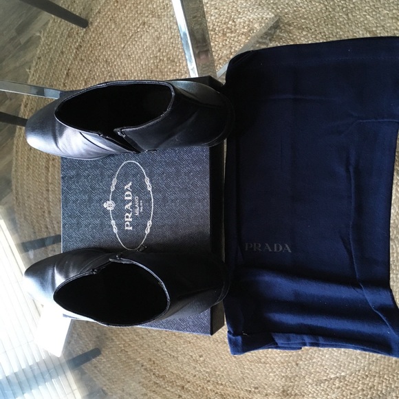 Sz 12/eu45 Prada Saffiano Leather Ankle Boots - Picture 6 of 6